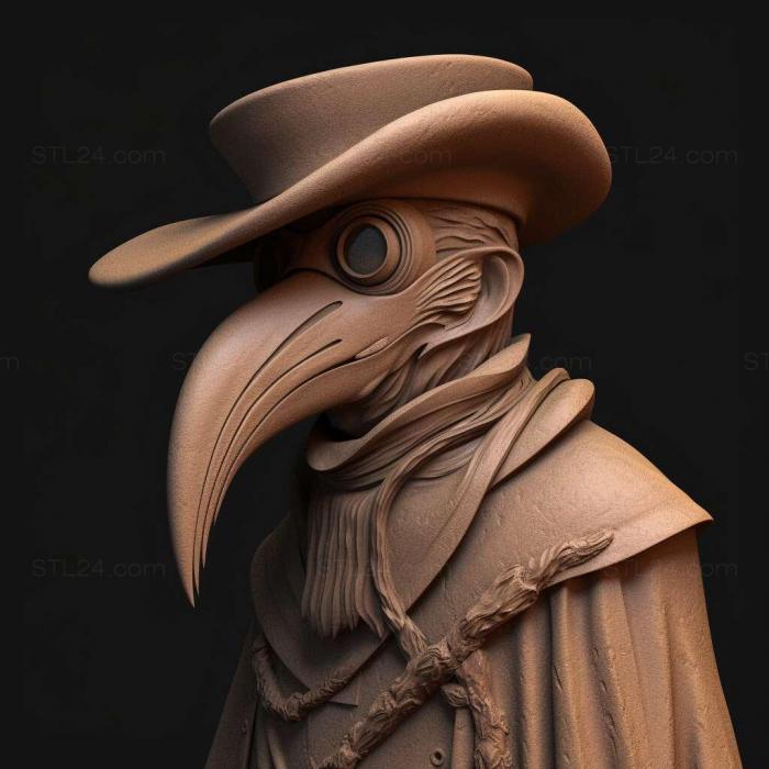Characters (plague doctor 1, HERO_1713) 3D models for cnc